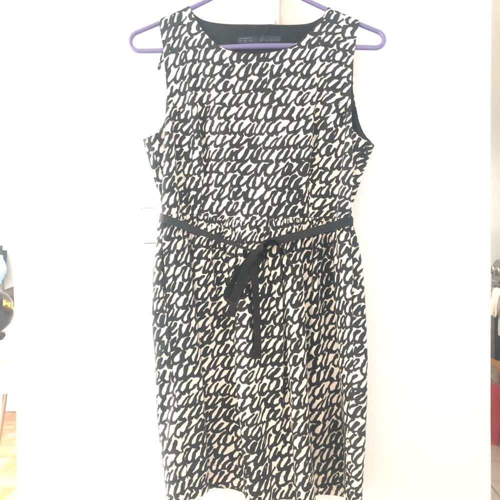 Zara Black & White Scribble Dress (US L)